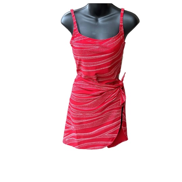 ANNE COLE COLLECTION 3 PCs red & white swim suit and cover-up, size 8, VGC - Picture 2 of 13